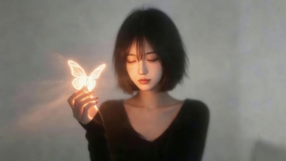 短发可爱女孩