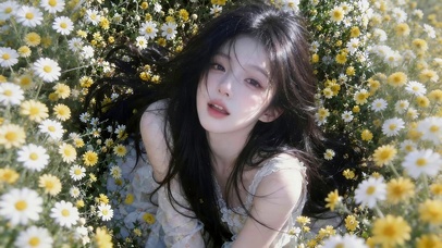 鲜花中的女孩