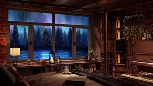 舒适极光雪夜卧室