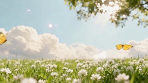 春日蓝天的清新治愈蝴蝶小清新