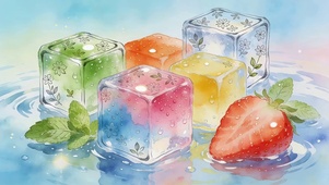 小清新冰块草莓
