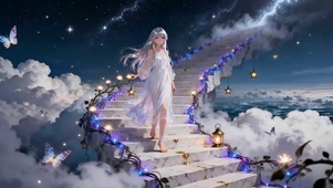 云端星梯・银发少女