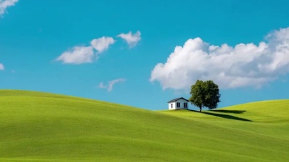 唯美的自然小屋风景