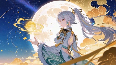 月下兹白的璃月夜