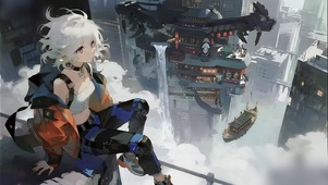 天空城上有心事的少女