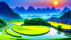 清新护眼水稻田美景