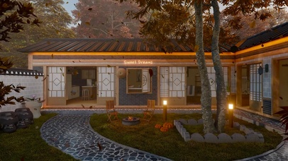 秋天落叶梦想小院