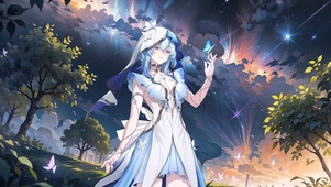 蓝白裙 蝴蝶黄昏少女