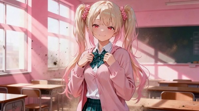 粉室里的双马尾