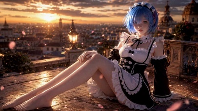 夕阳女仆少女