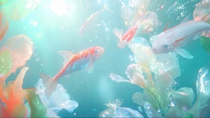 清透氧气河水阳光锦鲤