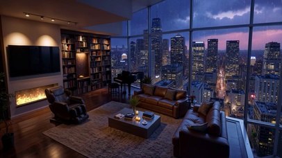 城市街道雷雨夜