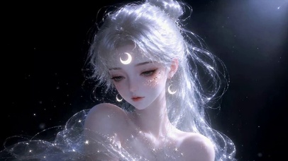 闪钻星月银发美少女