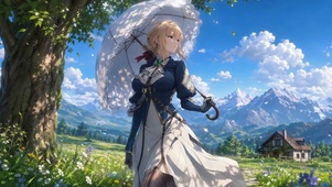 唯美动漫少女郊外漫步