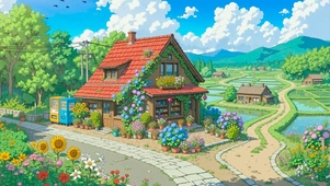乡村路口小屋
