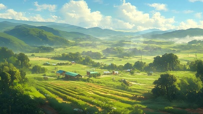 清新绿色山谷茶园