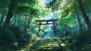 苔痕石阶 林间神社