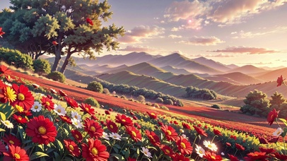 夕阳花海