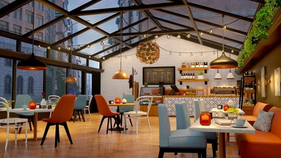 雨天舒适的咖啡厅