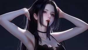 挽发女孩