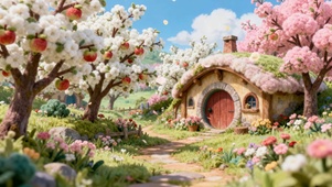 治愈春日樱花田园小屋