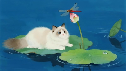 荷叶上猫咪
