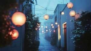 冷调朦胧城市蓝调街道