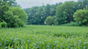 雨天清新青草地