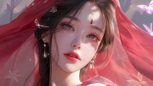 蝶绕红纱
