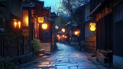 静谧清晨无人小镇街道