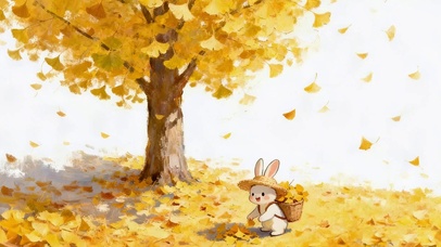 枫叶树下小兔
