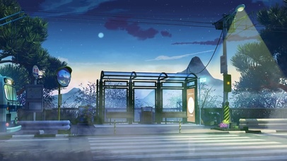 安静夜晚的公交车站