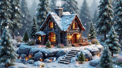 唯美浪漫治愈圣诞节雪夜烛光