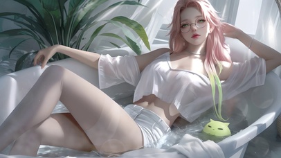 居家浴缸长腿少女