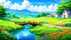 美丽清新湖边花草