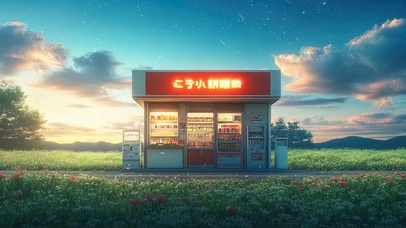 草原花海星空黄昏商店