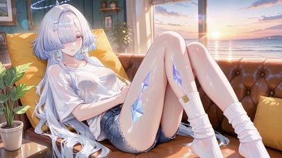 落日沙发慵懒美女莫宁