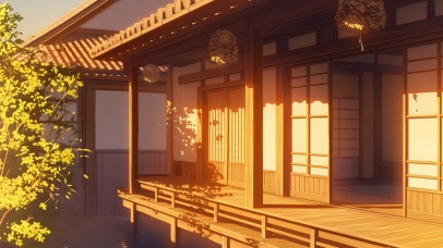 夕阳庭院