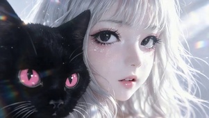 女孩猫咪