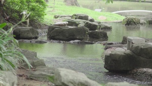 4k公园小溪意境空镜流水