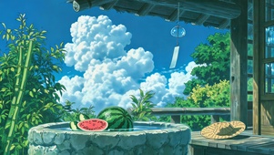 夏日晴空下的乡村