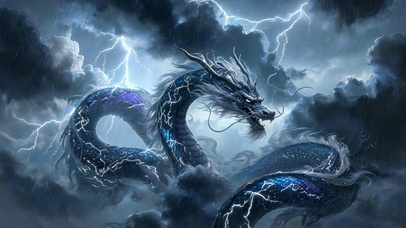 雷电风雨中的东方玄龙