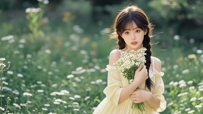森系麻花辫捧花美女