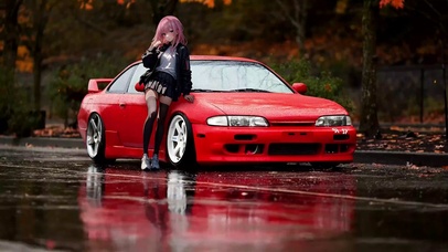 雨天街道美女