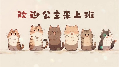 可爱猫咪欢迎公主来上班