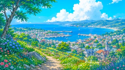 夏天海边小镇
