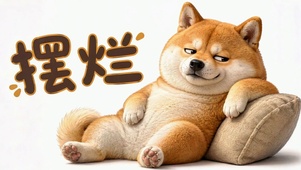 慵懒摆烂可爱柴犬