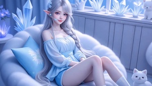 蓝色精灵美女壁纸高清4k