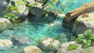 护眼树木溪流