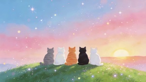 猫咪看日出